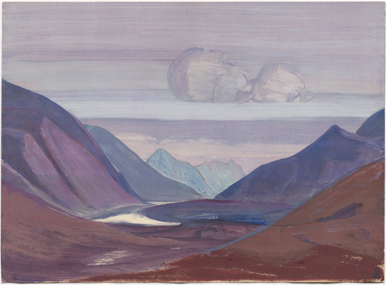 Chandra River, studie, 1931 av Nicholas Roerich