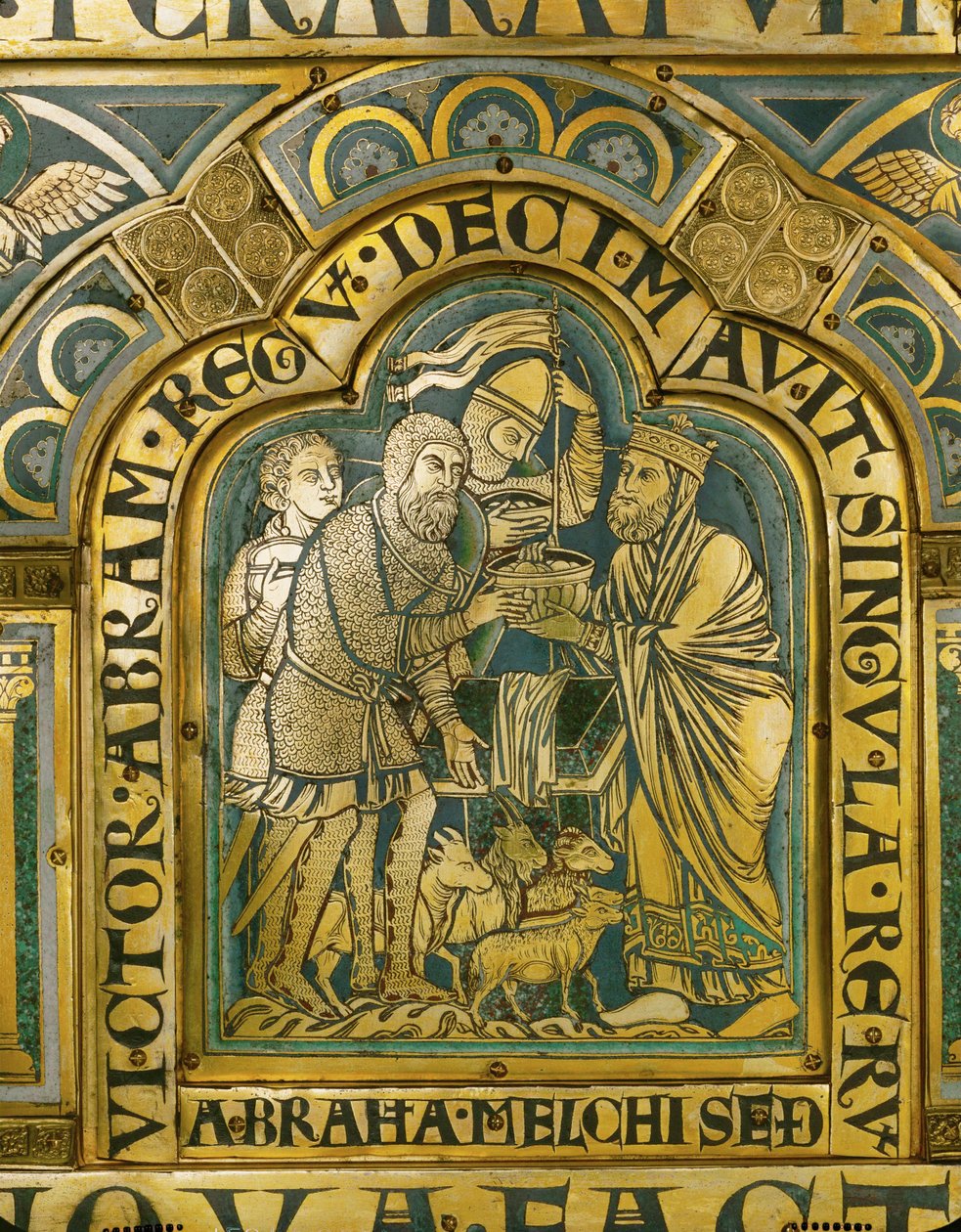 Abraham och Melkisedek ... (emaljfärgad förgylld koppar) av Nicholas of Verdun