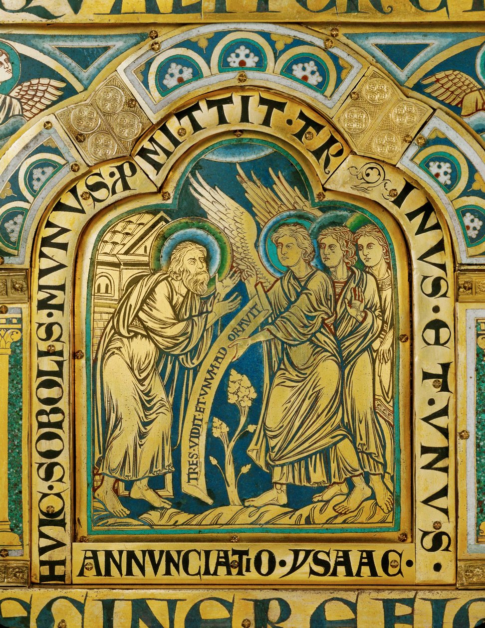 De tre änglarna besöker Abraham... av Nicholas of Verdun