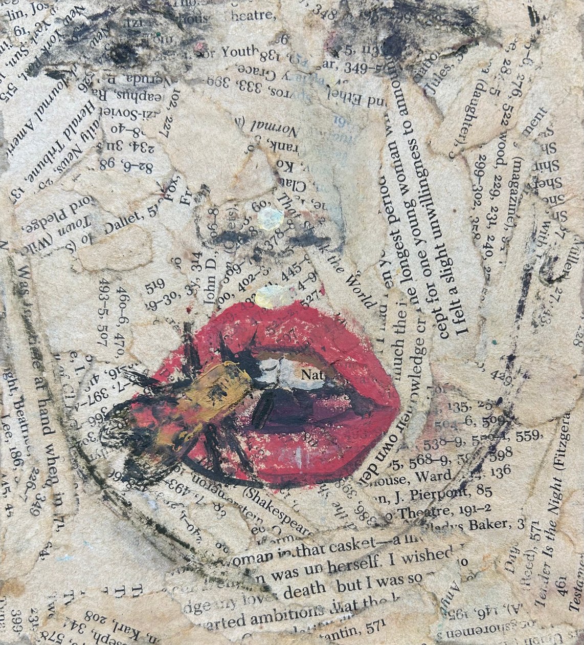 Läppar som stuckits av bin, 2019-23 (collage) av Nick Williams
