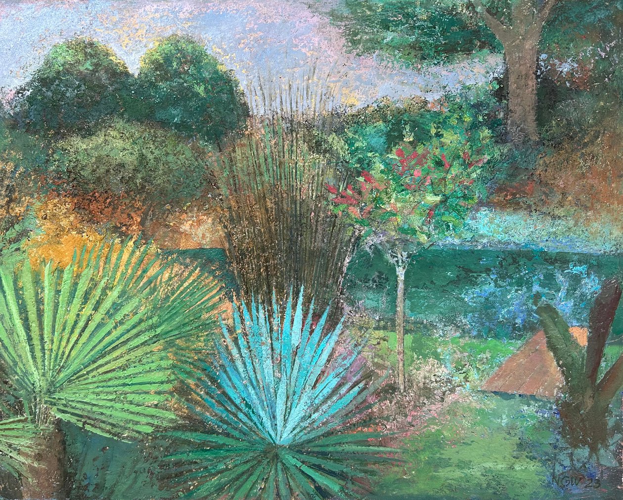 Tropical Pond, 2023-23 (olja på pannå) av Nick Williams