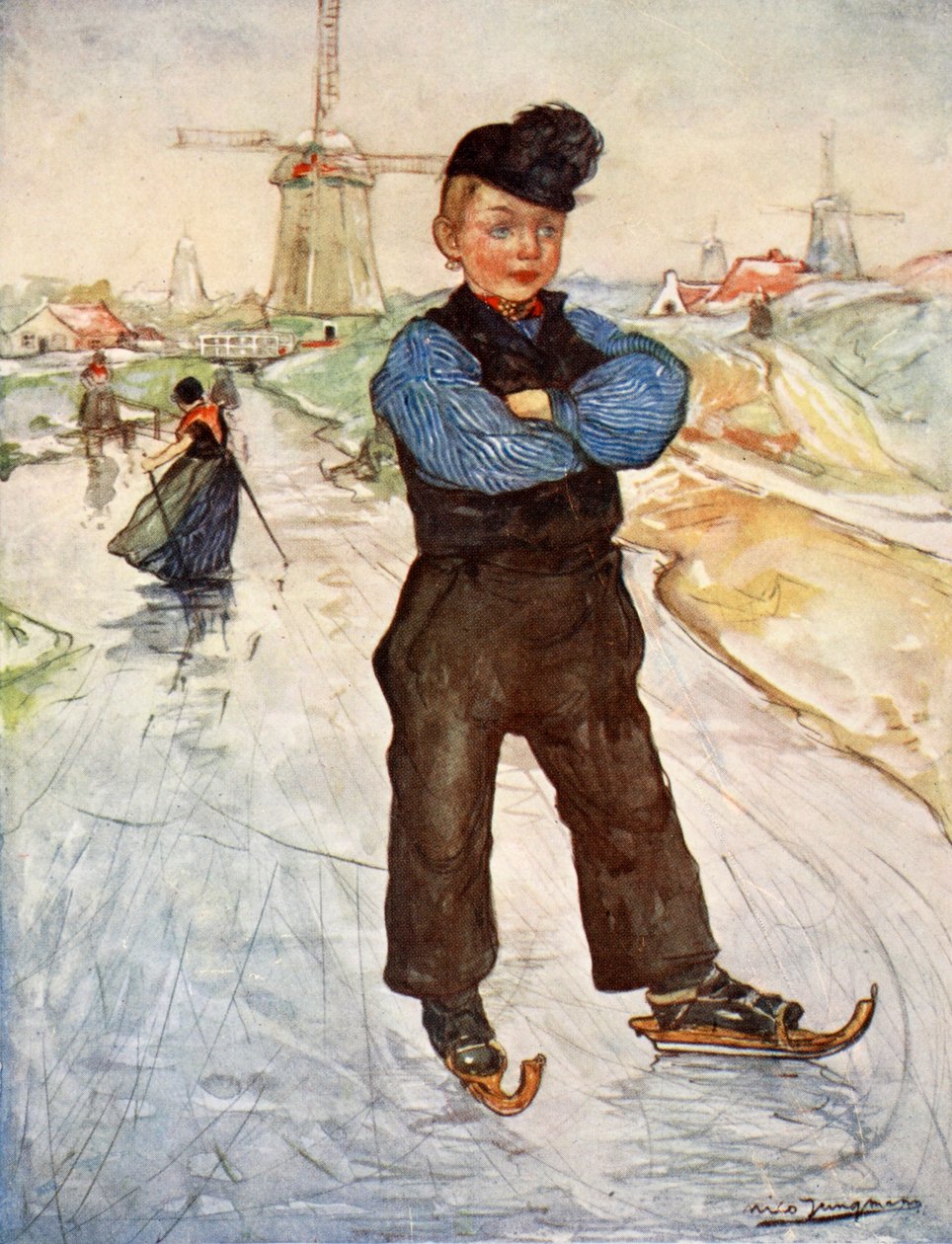 En bondpojke från Veere på skridskor, 1904 av Nico Jungman