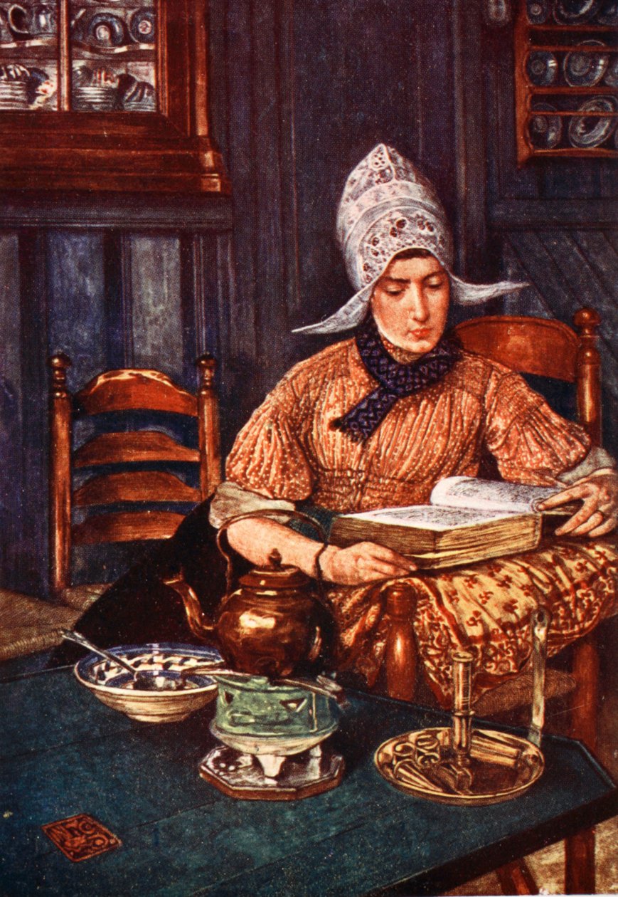 Interiör med kvinna som läser en bok 1904 av Nico Jungman