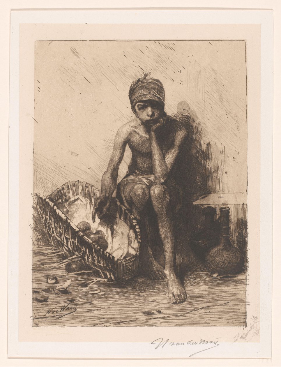 fruktförsäljare av Nicolaas van der Waay (signed by artist)