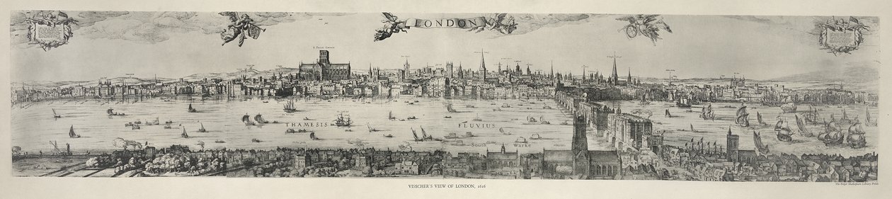 Panorama över London, 1616 av Nicolaes Jansz Visscher