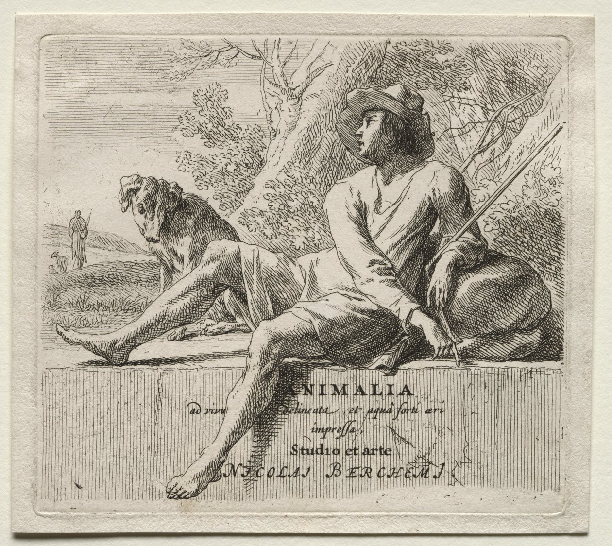 Animalia: Frontispice, Shepherd and Dog av Nicolaes Berchem