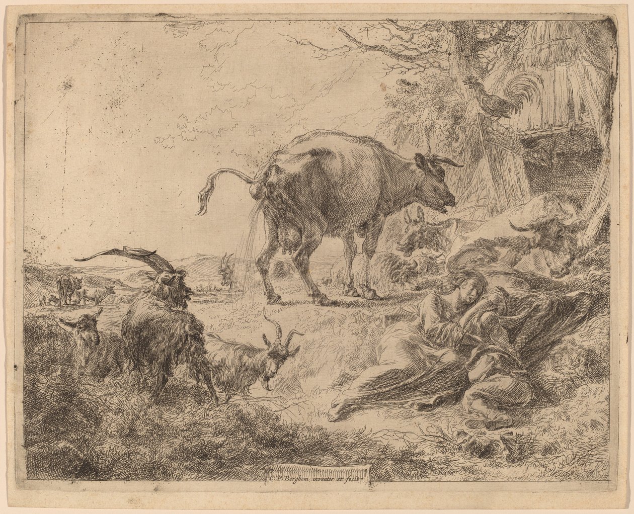 Ko Pissande. av Nicolaes Berchem