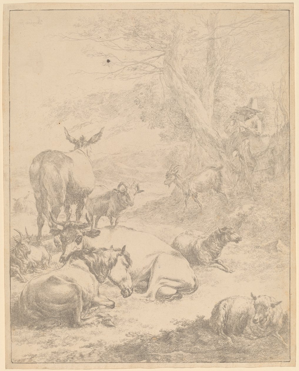 Vilande flock. av Nicolaes Berchem