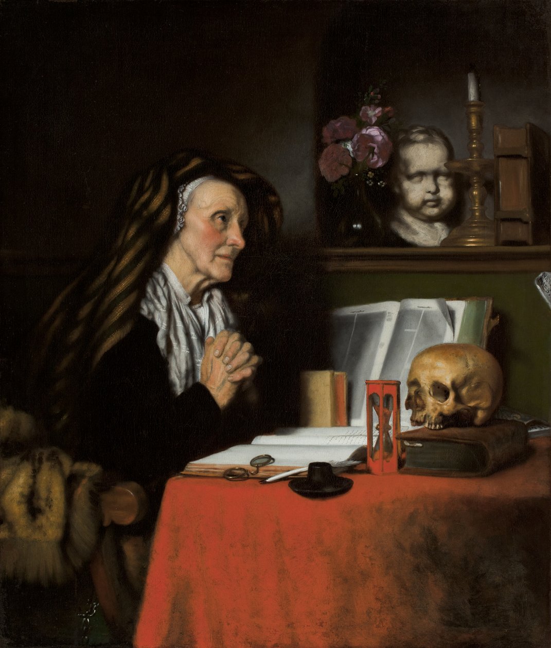 En gammal kvinna ber, ca 1655 av Nicolaes Maes