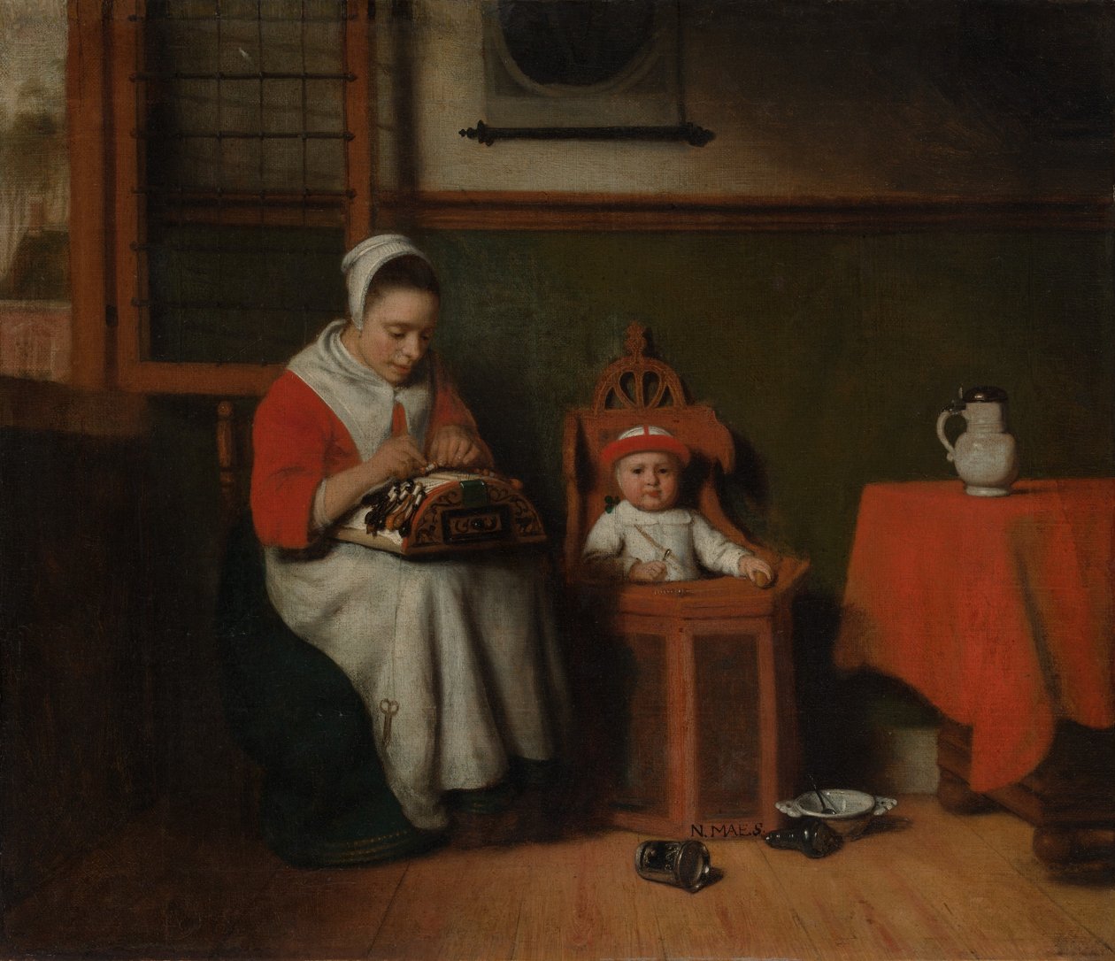 Spetsmakaren, ca. 1656. av Nicolaes Maes