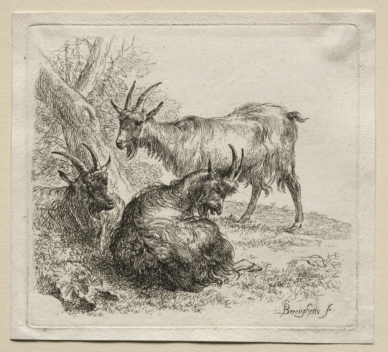 Tre getter. av Nicolaes Pietersz. Berchem