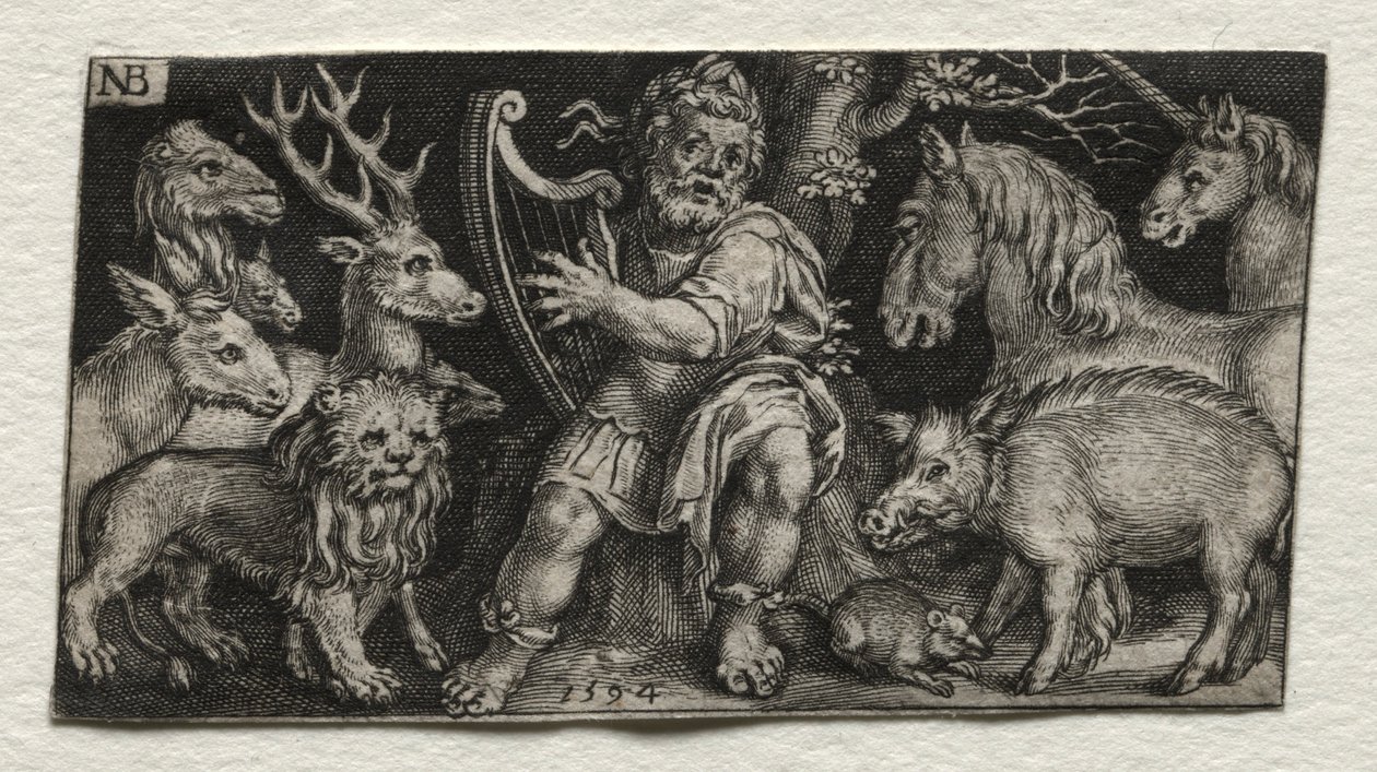 Orpheus charming the animals, 1594. av Nicolaes de Bruyn