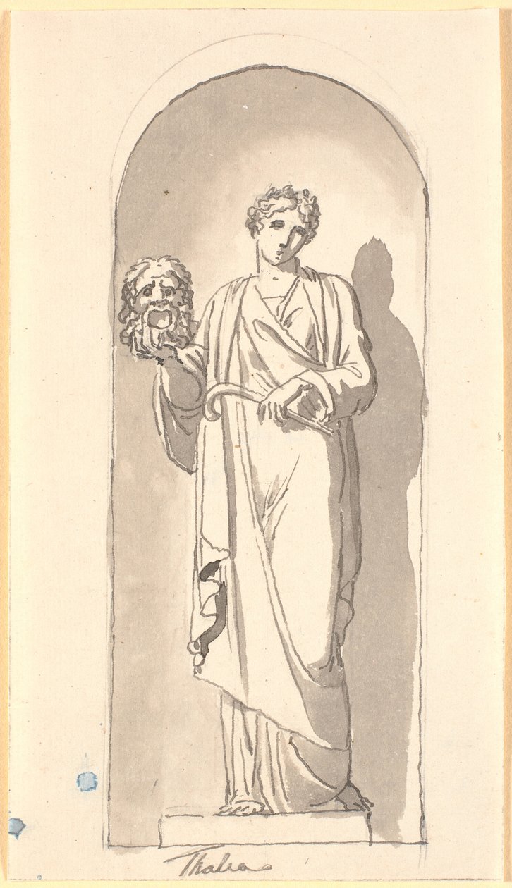 Thalia som en staty i en nisch av Nicolai Abildgaard
