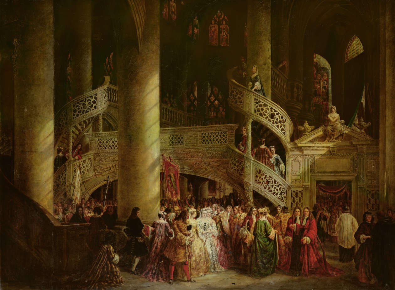 Interiör av kyrkan Saint-Etienne du Mont, The Rood-Screen, 1851 av Nicolas Alexandre Barbier