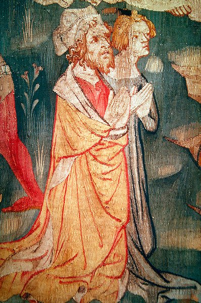 Detalj av män som dödats av jordens odjur, nr. 45 från "The Apocalypse of Angers", 1373-87 av Nicolas Bataille