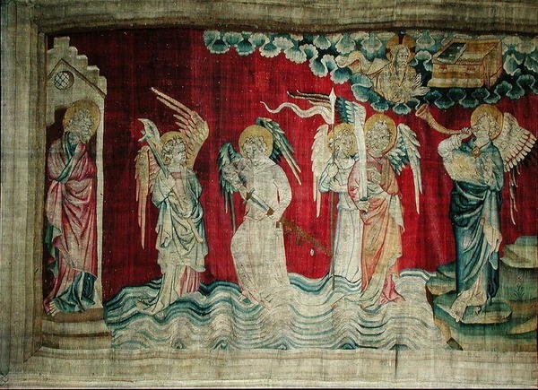 The Sixth Trumpet and the Angels of the Euphrates, nr 25 från The Apocalypse of Angers, 1373-87 av Nicolas Bataille