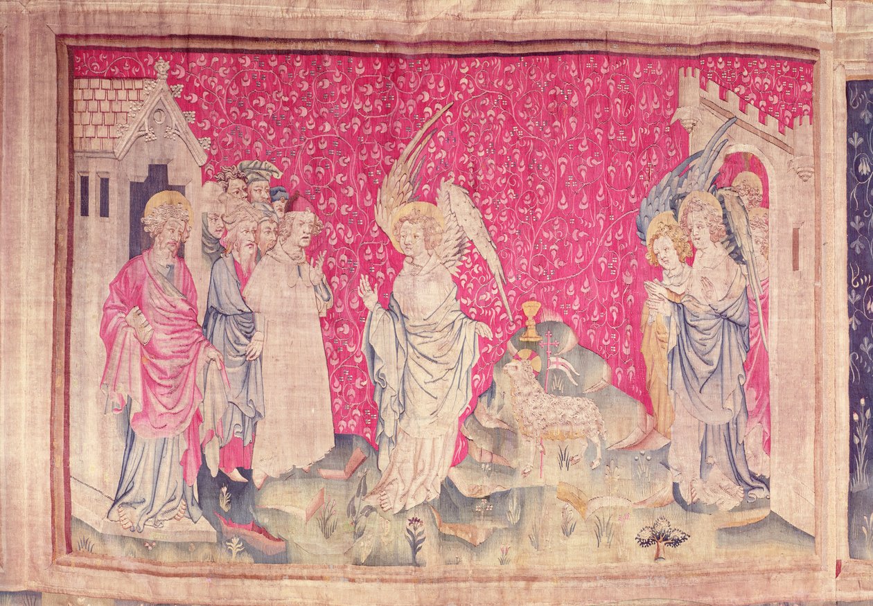 Den tredje ängeln och lammet, nummer 51 från "Apokalypsen från Angers", 1373-87 (gobeläng) av Nicolas Bataille