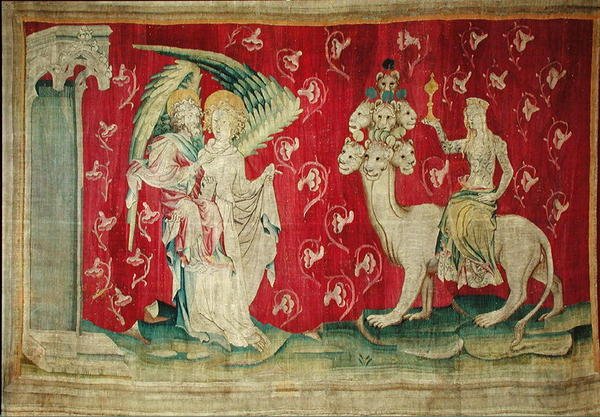 Horan som rider på odjuret, nej. 65 från The Apocalypse of Angers, 1373-87 av Nicolas Bataille