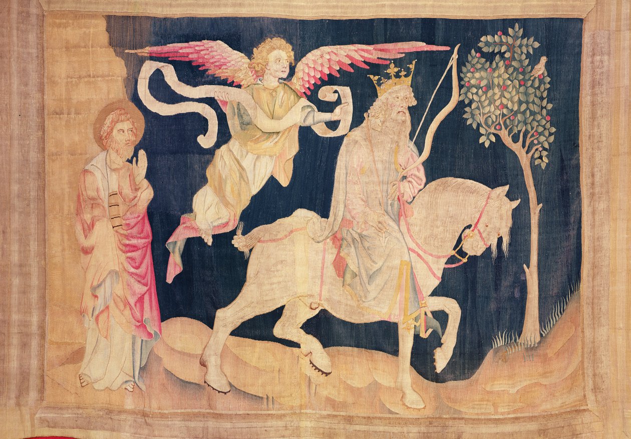 Den vita hästens ryttare, från Apocalypse Tapestry of Angers, 1373-1387 (gobeläng) av Nicolas Bataille