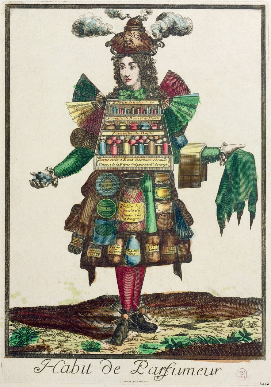 Parfymörens kostym (färggravyr) av Nicolas Bonnart