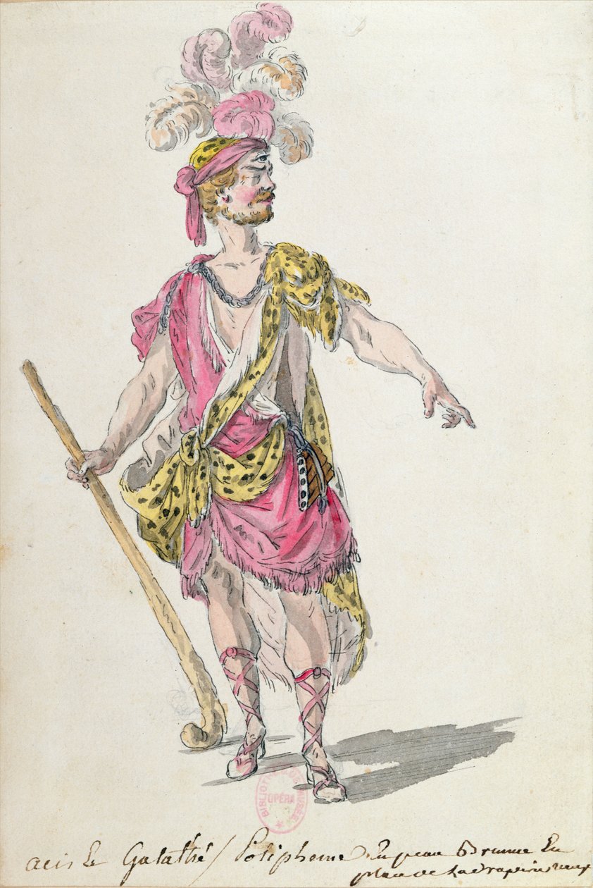 Kostymdesign för en föreställning i Paris 1762 av Lullys opera 