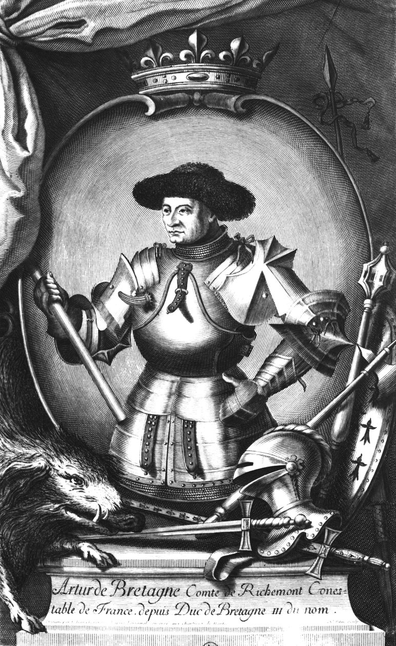 Arthur III (1393-1458) o Brittany, na vaneina e FJ Chaperon swed av Nicolas I, the Elder Pitau