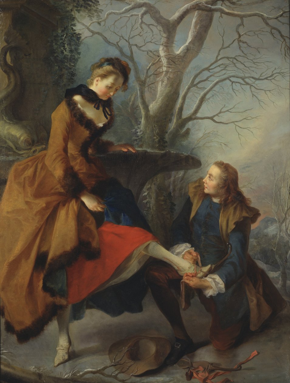 Fastening the Skate, 1743 av Nicolas Lancret