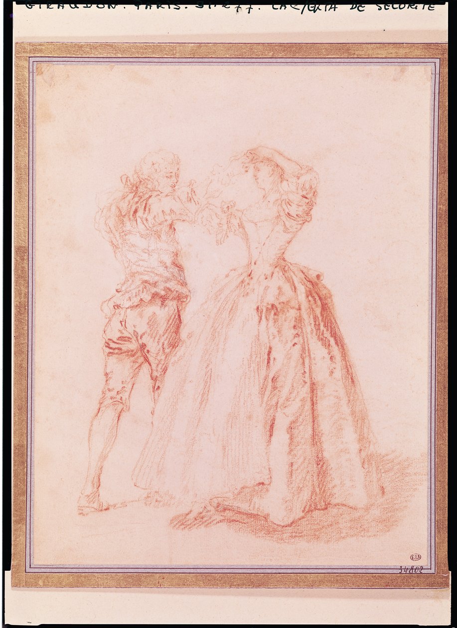 Dansen (röd krita på papper) av Nicolas Lancret