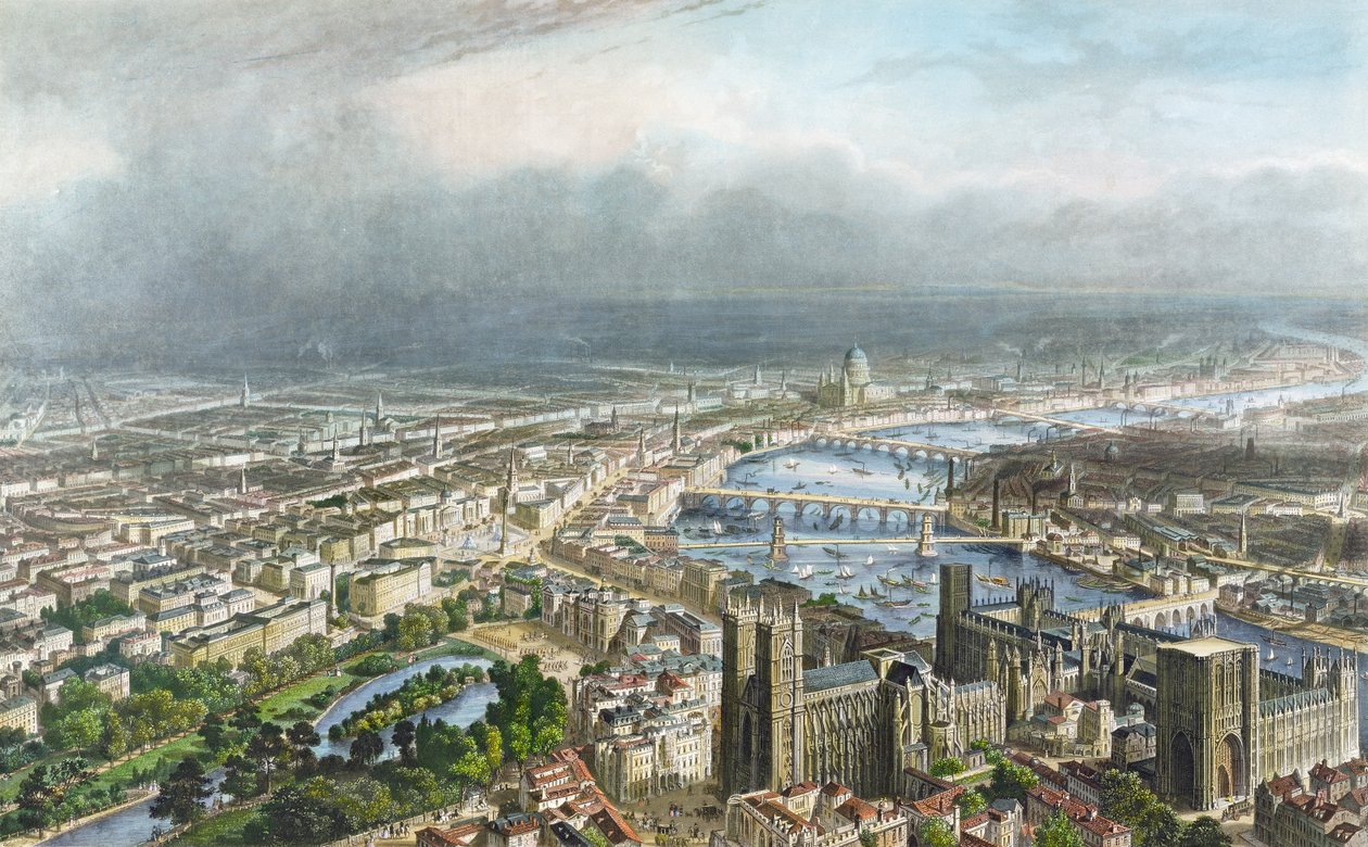 General Aspect of London, från Westminster Abbey, c.1850, graverad av A. Appert, pub. av Alfred Chardon (se även 70174) av Nicolas Marie Joseph Chapuy