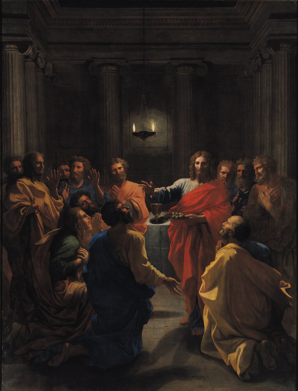 Kristus instiftar eukaristin, eller den sista måltiden, 1640 av Nicolas Poussin