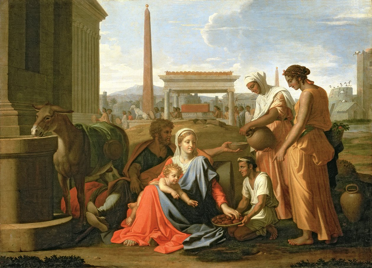 Resten på flykten till Egypten av Nicolas Poussin