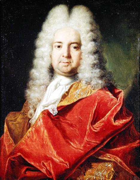 Porträtt antas vara ett självporträtt i röd mantel av Nicolas de Largillière