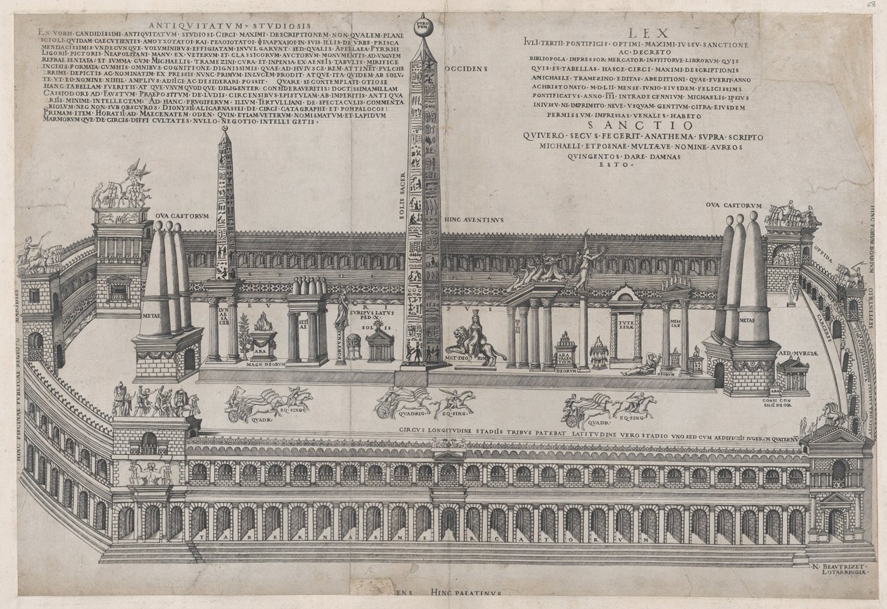 Mirror of Roman Magnificens: Circus Maximus, 1553., 1553. av Nicolas Beatrizet