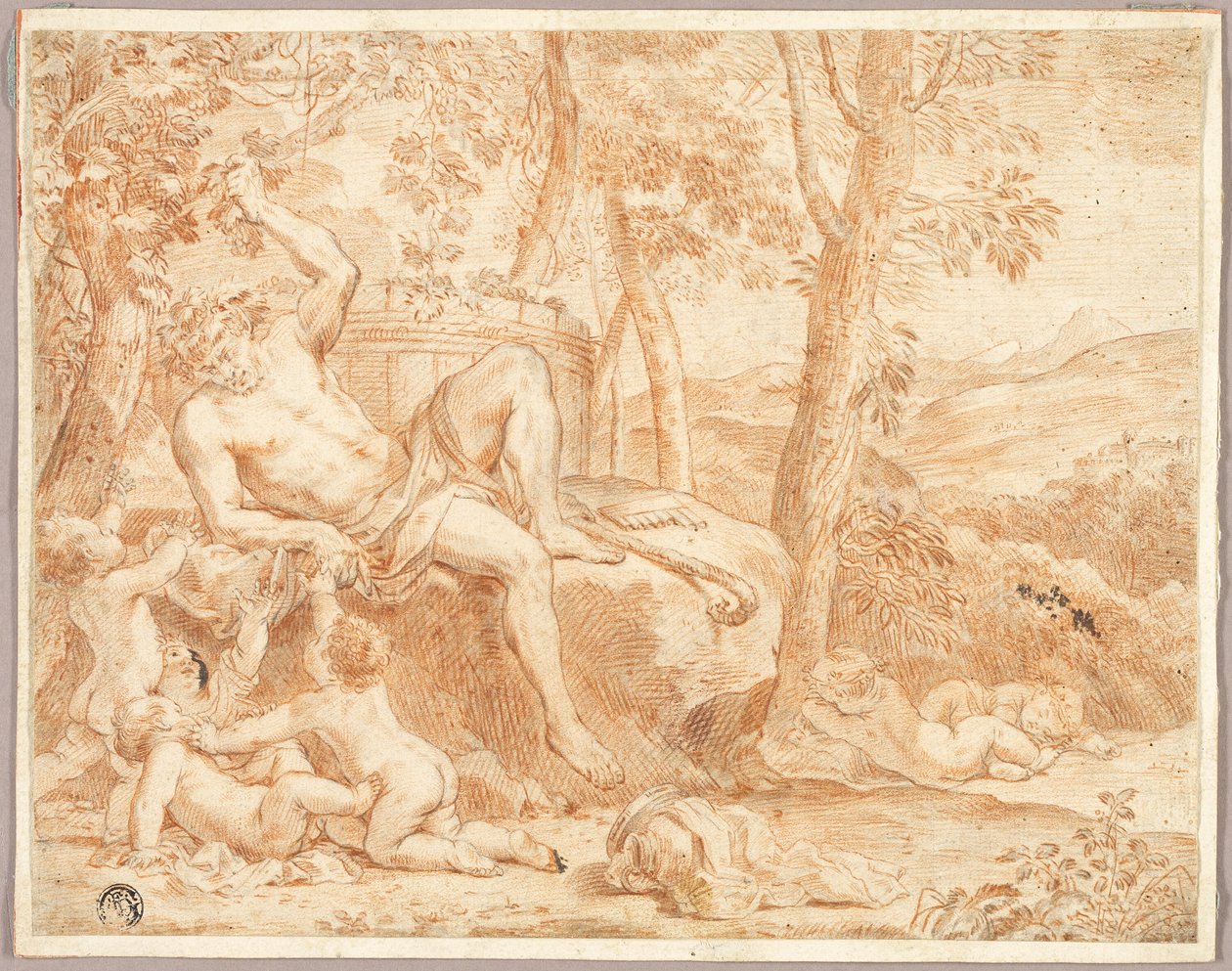 Bacchus och Putti i Shady Grove av Nicolas Chaperon