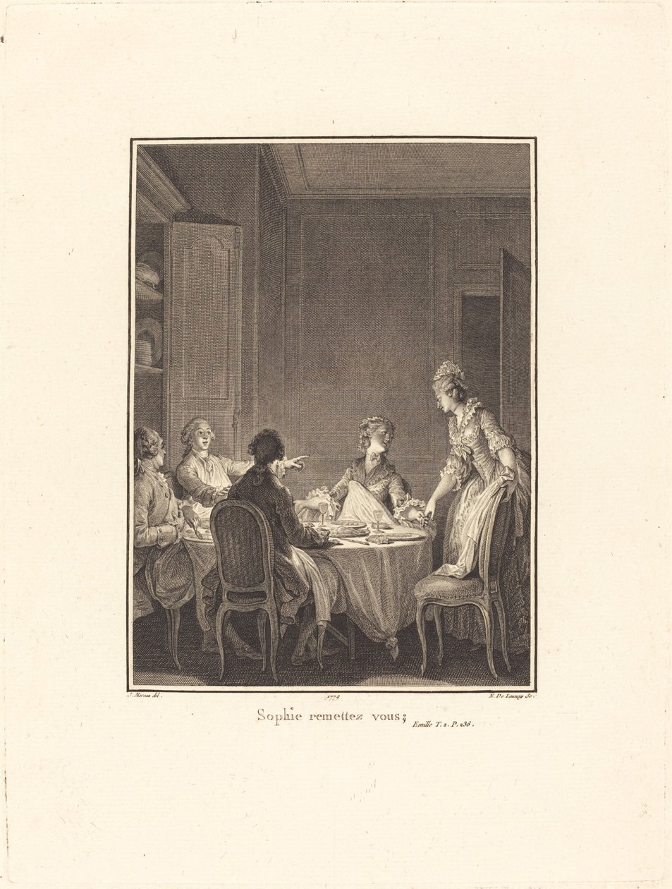 Sophie kom över dig själv av Nicolas Delaunay after Jean Michel Moreau