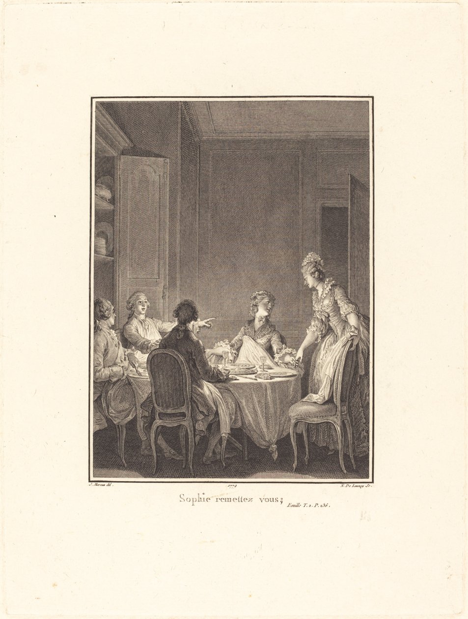 Sophie kom över dig själv av Nicolas Delaunay after Jean Michel Moreau