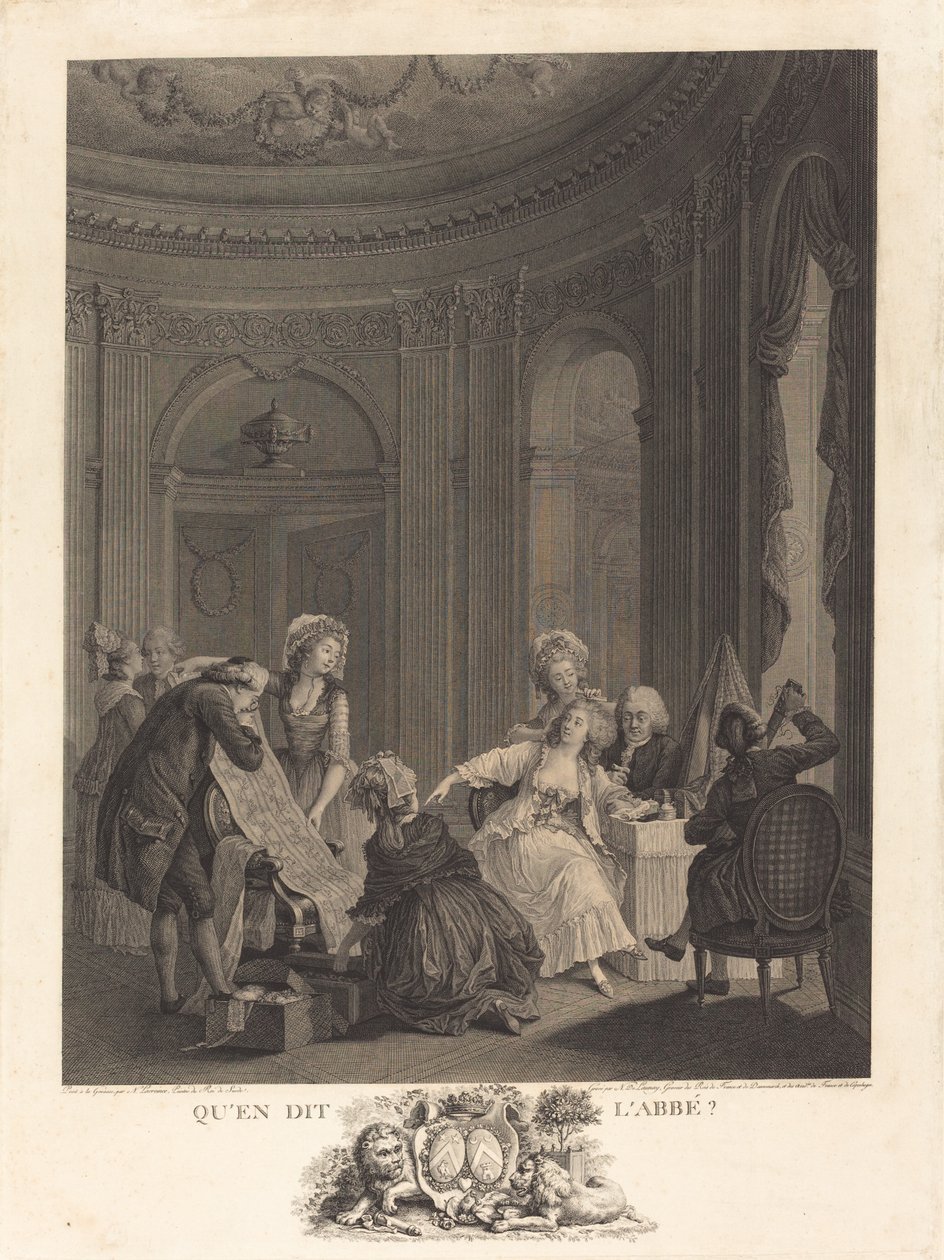 Vad säger abboten? av Nicolas Delaunay after Nicolas Lavreince