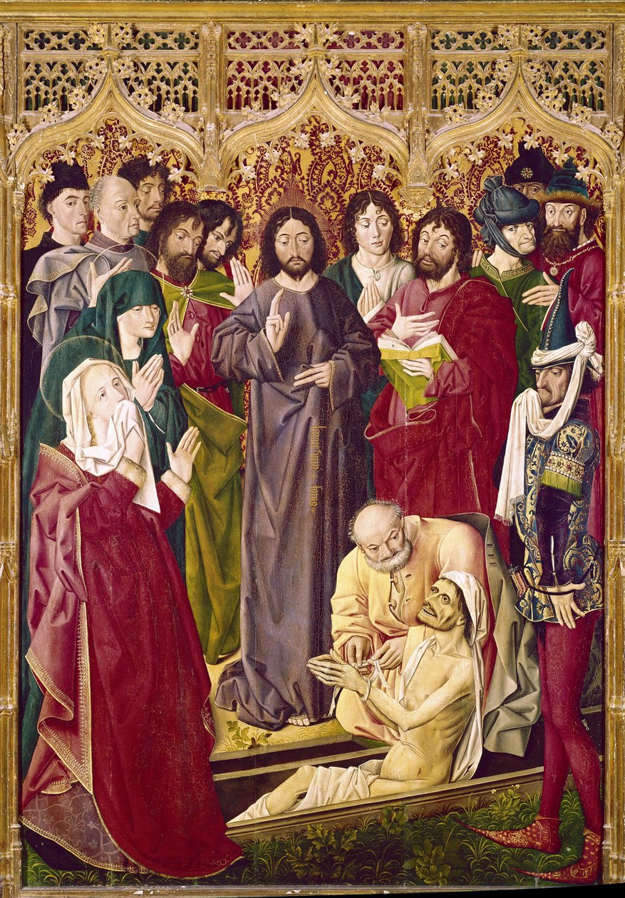 Lazarus uppståndelse (tempera på panelen av Nicolas Froment