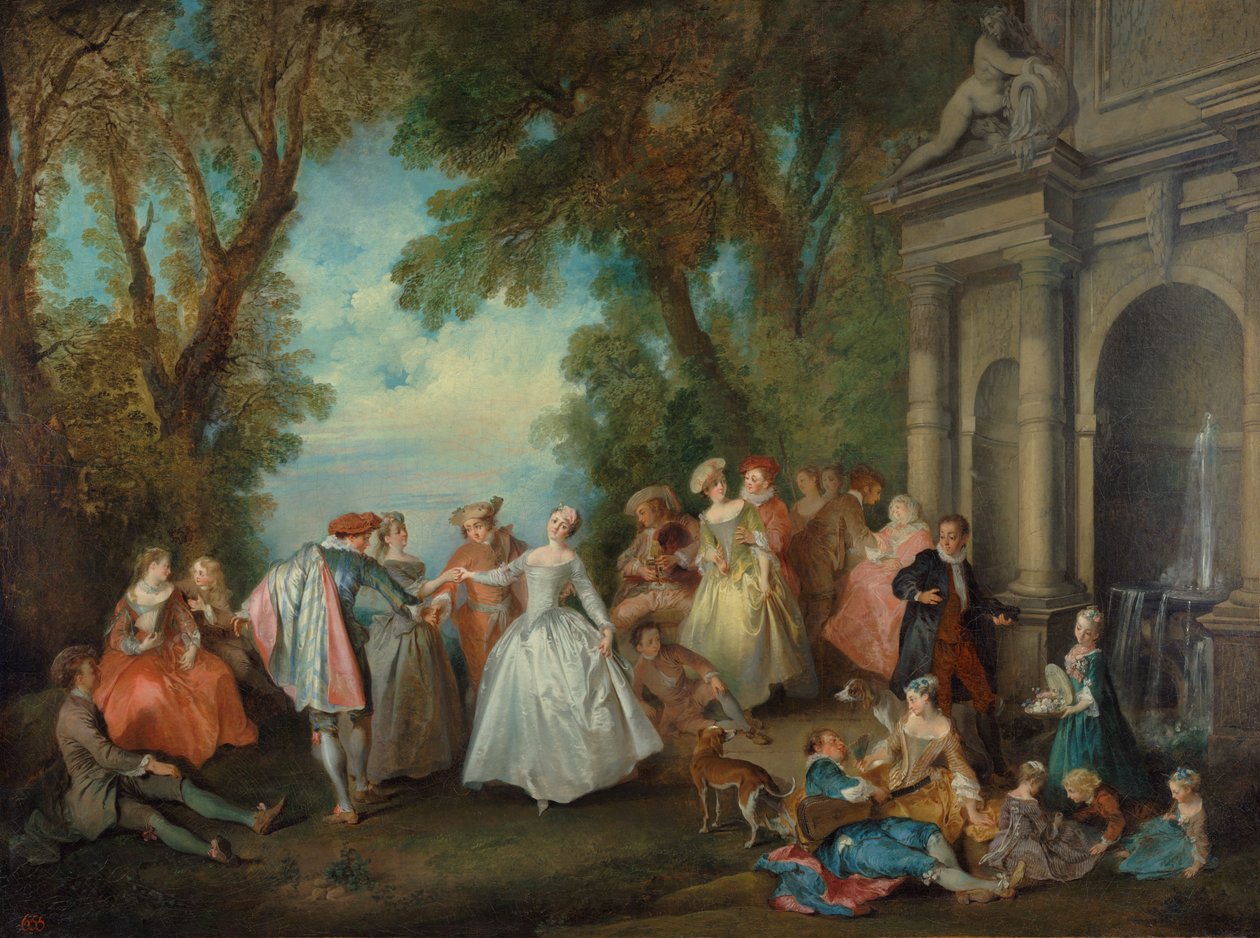 Dans framför en fontän av Nicolas Lancret