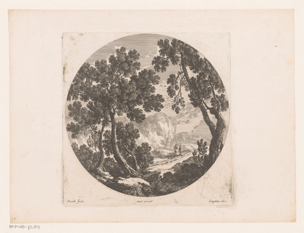 Landskap med herdar bakom flock av Nicolas Perelle