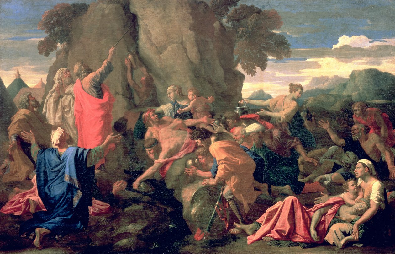Moses slår vatten från klippan av Nicolas Poussin