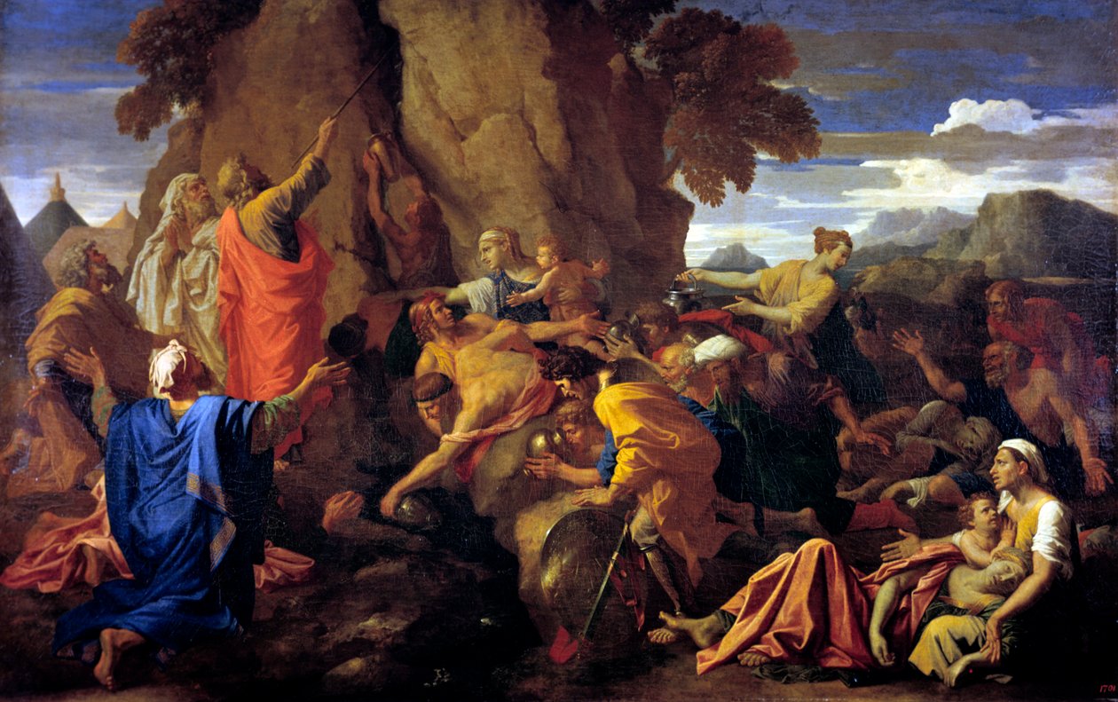 Moses slår klippan, 1649 av Nicolas Poussin