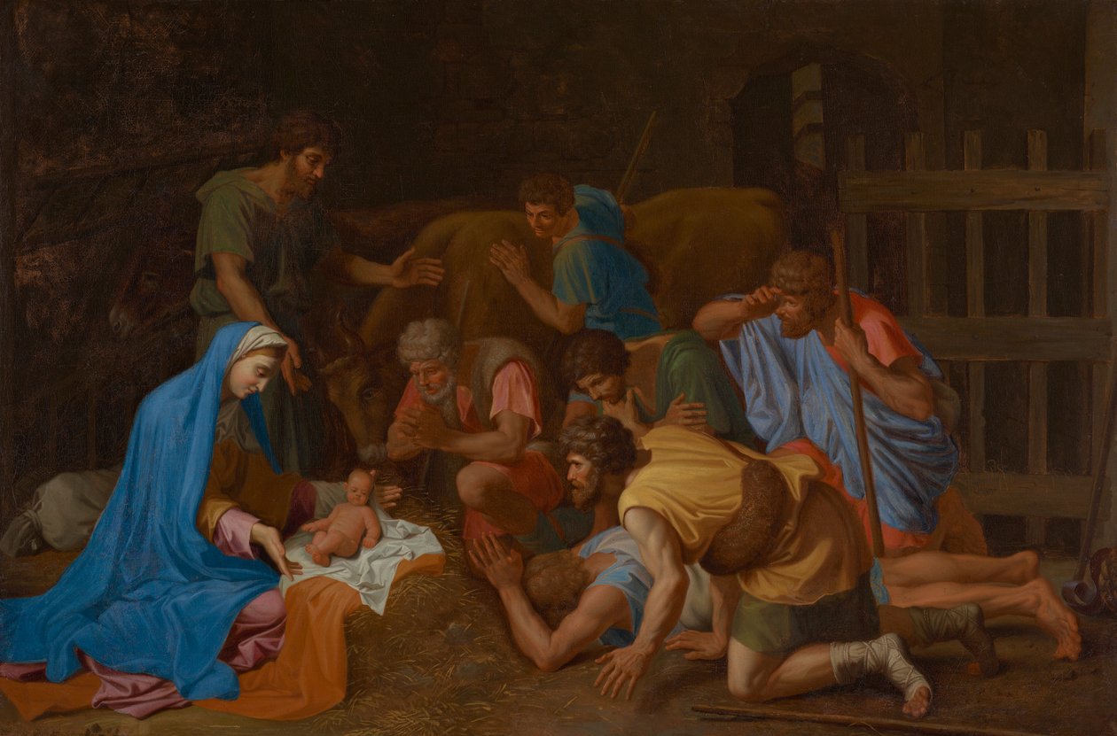 Tillbedjan av herdarna av Nicolas Poussin