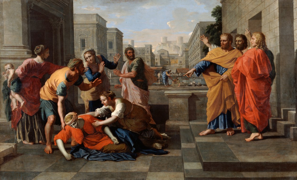 Safiras död, 1652 av Nicolas Poussin