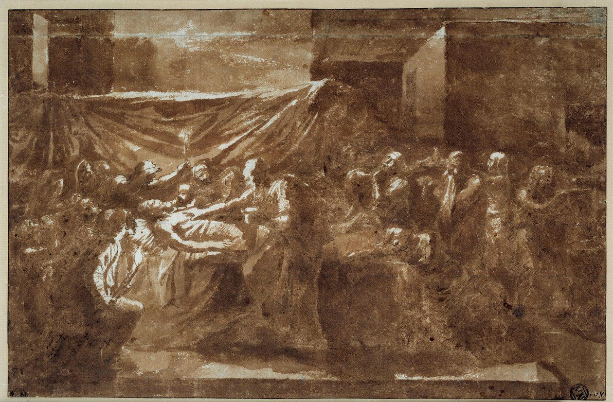 Den extrema smörjelsen. Teckning av Nicolas Poussin av Nicolas Poussin