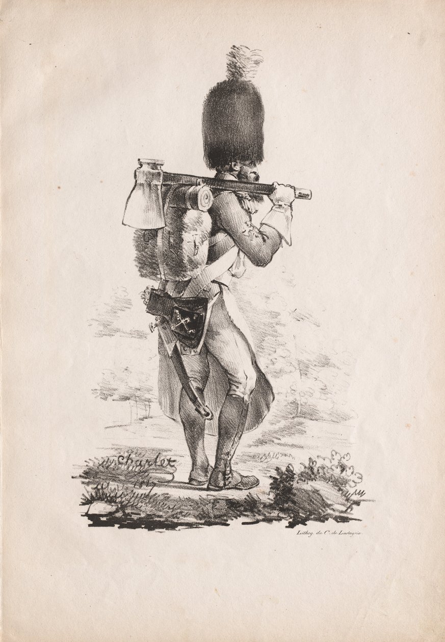 Militära dräkter: Infantry Sapper, 1817-1818. av Nicolas Toussaint Charlet
