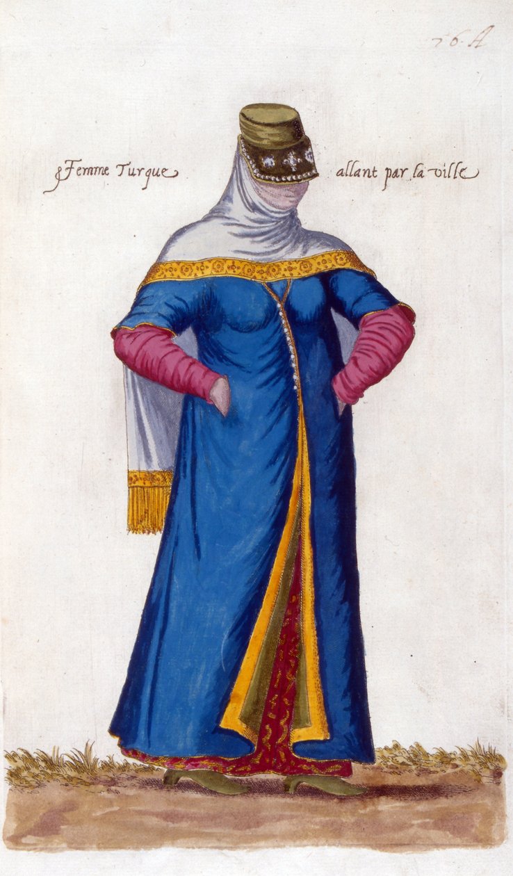 Turkisk kvinna med Niquab (illustration) av Nicolas de Nicolay
