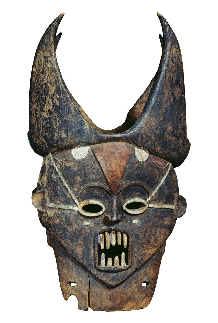 Mask av Janus, Ibo eller Igala (trä och färg) av Nigerian