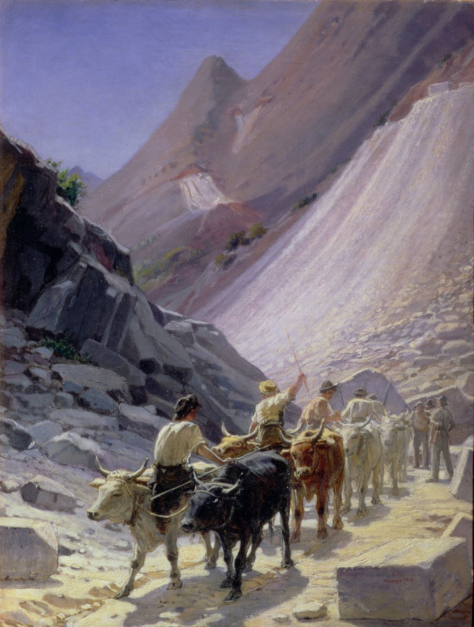Marmortransport i Carrara, 1868 av Nikolai Nikolaevich Ge