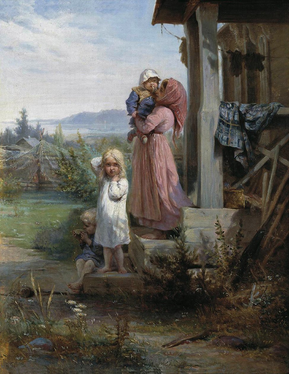 Morgon i en by, 1880-talet av Nikolai Andreyevich Koshelev